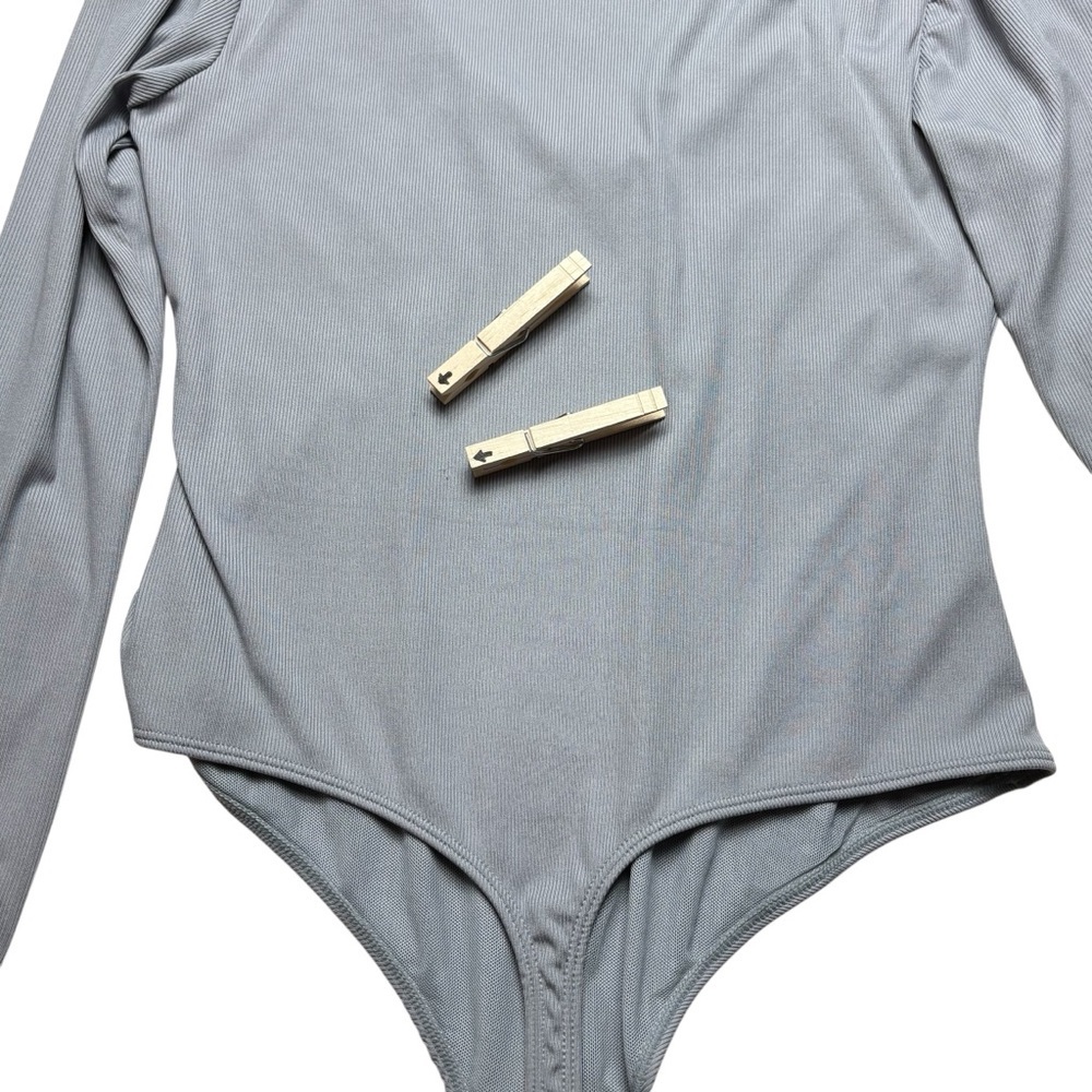 NEW Free People Intimately Victoria Plunge Bodysuit Size L Weathervane Gray Flaw - Picture 9 of 15